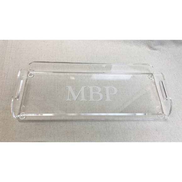 Acrylic Serving Tray Monogrammed MBP NEW - Picture 1 of 7